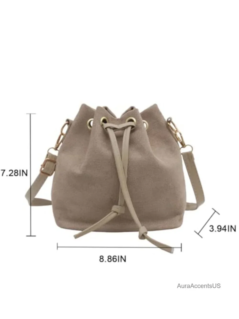 Suede Bucket Bag for Women Drawstring Crossbody Hobo Handbag